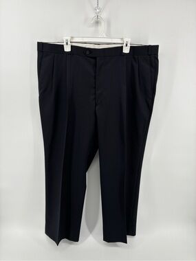 Pronto Uomo Wool Blend Classic Black Pleated Trousers SIZE 42X30